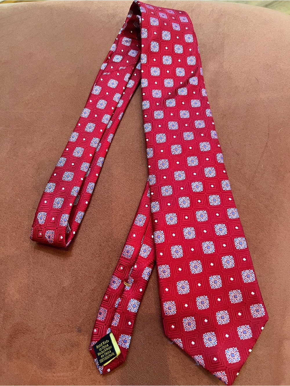 Red Geometric Medallion Men's Tie